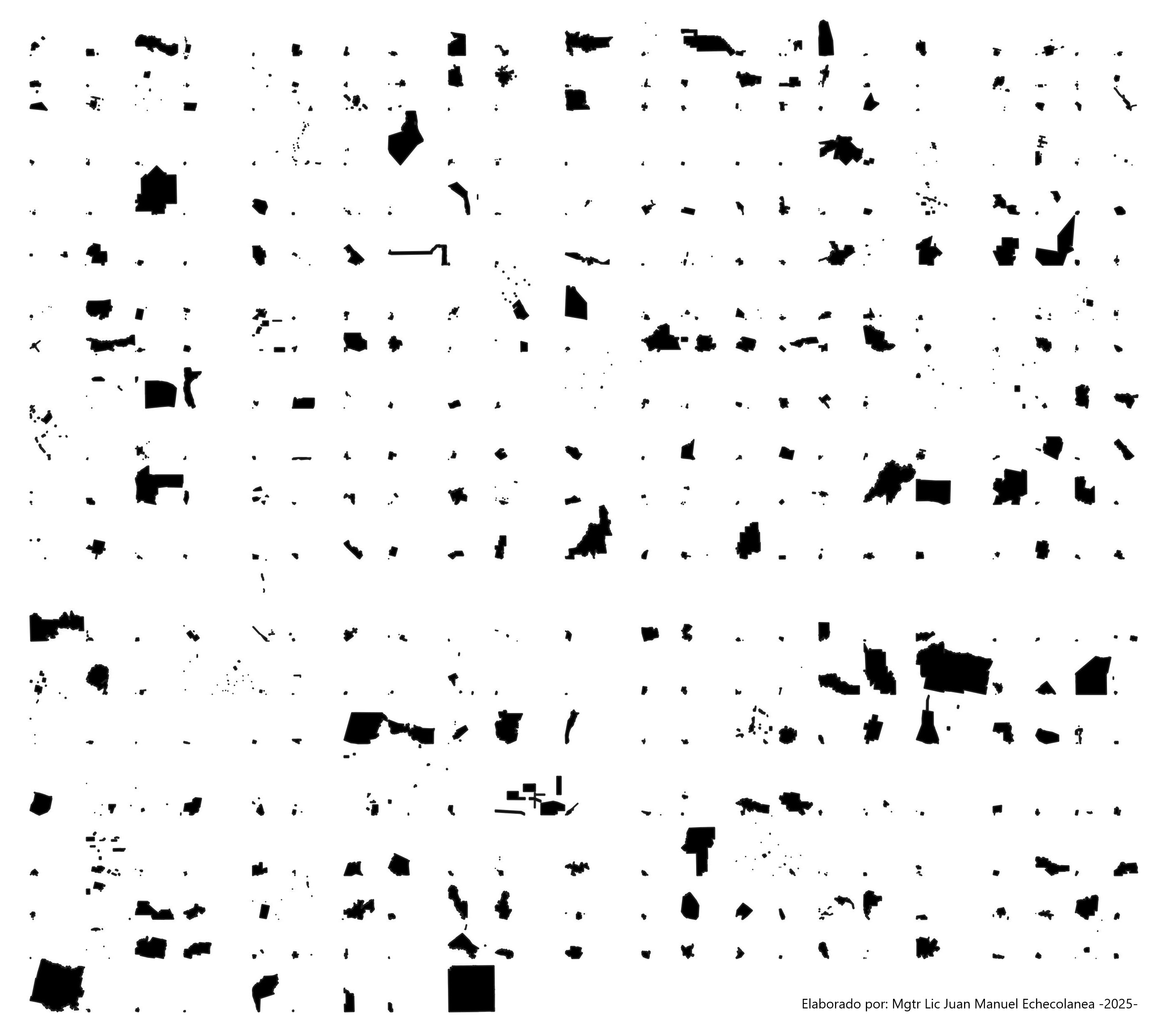 Huellas urbanas de municipios y comunas de la provincia de Córdoba (GHSL 2020)